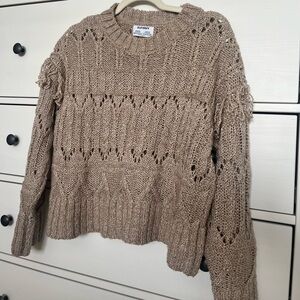 Old Navy knit sweater with tassel detail on sleeves. Taupe. Size SP. BNWOT